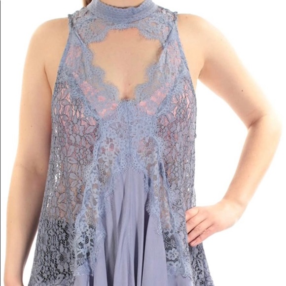 FREE PEOPLE BABY BLUE TELL TALE HEART LACE DRESS - Picture 6 of 10